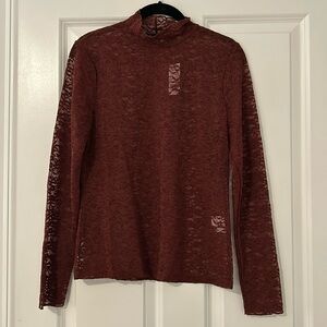 NWT New York and Co Maroon Lace Mock Turtleneck, sz M